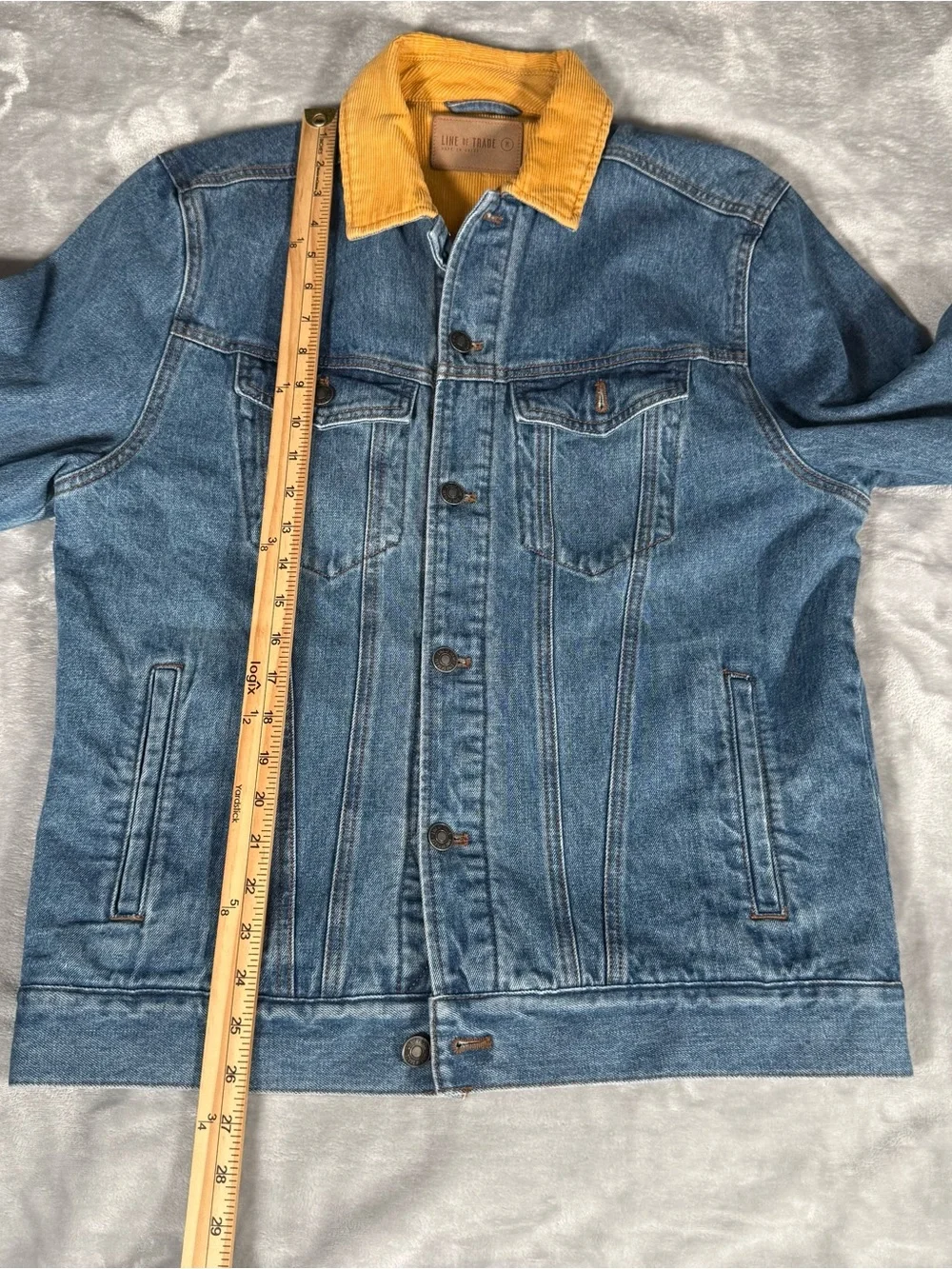 Line Of Trade Denim Trucker Jacket Mens M Corduroy Lined Cotton Blue